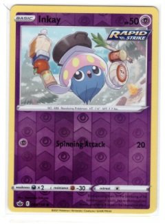 Inkay Pokémon card from the Chilling Reign set.The card features a reverse holo pattern.