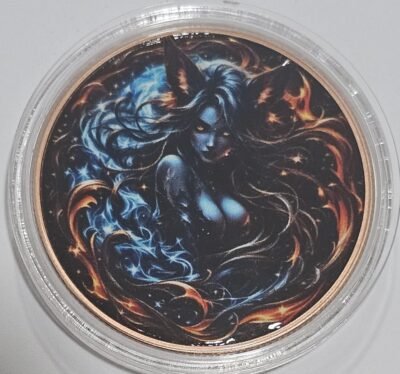 Icy Hot Vixen Fox Girl colorized commemorative round, minted from .999 fine copper
