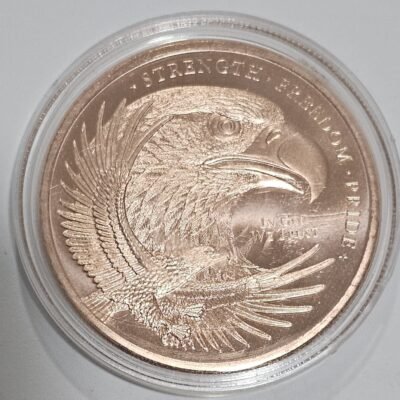 1 oz .999 fine copper round featuring an American bald eagle design from the Freedom Series