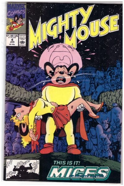 f Mighty Mouse #4 published by Marvel Comics with a cover date of January 1991