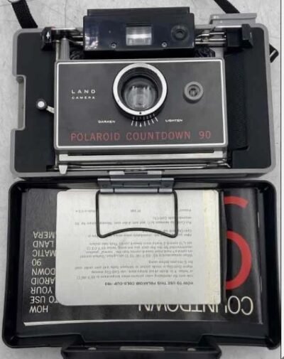 Vintage Polaroid Countdown 90 Black Silver Instant Land Camera With Accessories